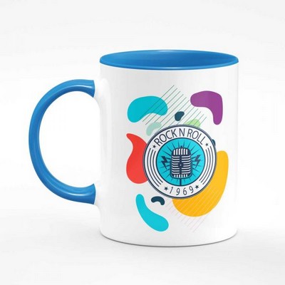 11 oz. White Ceramic Coffee Mug with Colored Inside/Handle - Sublimation