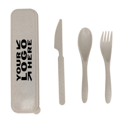 Wheat Straw Tableware Set w/Spoon, Fork & Chopstick