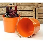 8 1/2" Orange Painted Pail w/Wooden Handle