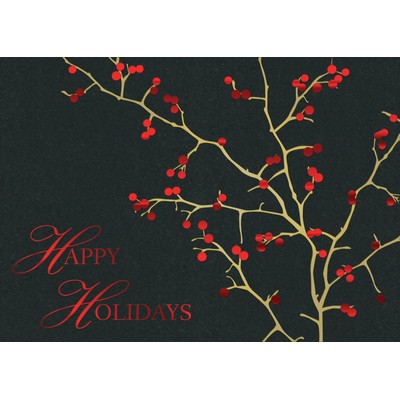 Premium-Red Berries Holiday Greeting Card