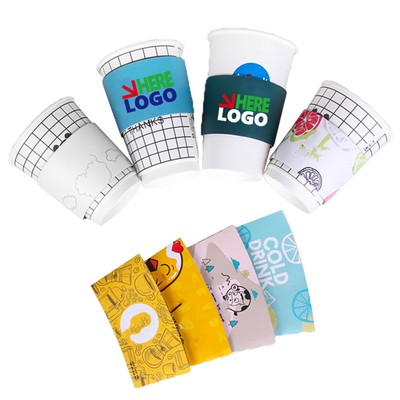 Printed Craft Paper Coffee Cup Sleeves