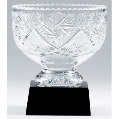 Crystal Vase on Black Base, 6 1/4"H