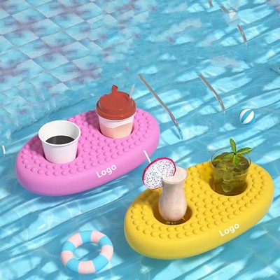 Inflatable Pool Floating Drink Holder Coaster with 1 Hand Pump