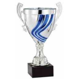 13" Assembled Italian Silver/Blue Cup Award