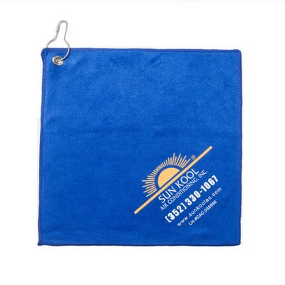 Full Colors Microfiber Golf Towel w/Metal Grommet & Clip