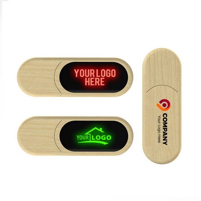 Luminous Logo Wooden USB Flash Drive