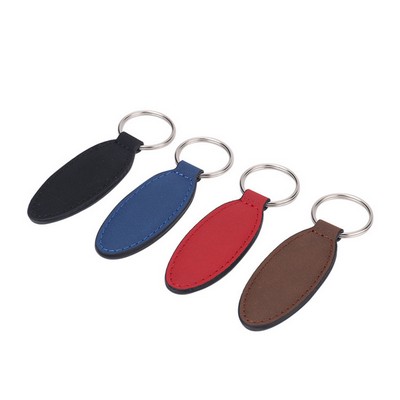 Oval PU Leather Keychain