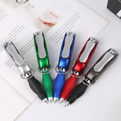 Creative Folding Ballpoint Pen With Nail Clipper