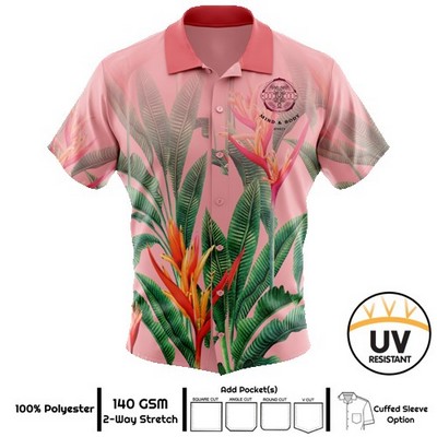 Unisex Full Sublimation UPF 50+ Hawaiian Shirt - 150G 4-Way Stretch Poly