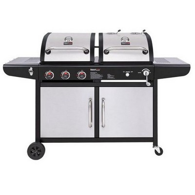 Keg Products Silver/Black Premium 3-Burner Gas & Charcoal Combo Grill