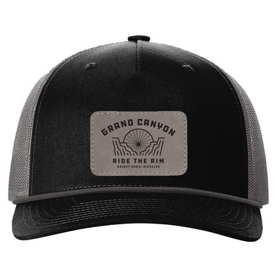 Richardson 112FPR 5-Panel Trucker Hat with Rope w/Leatherette Adhesive Patches or Embroidery