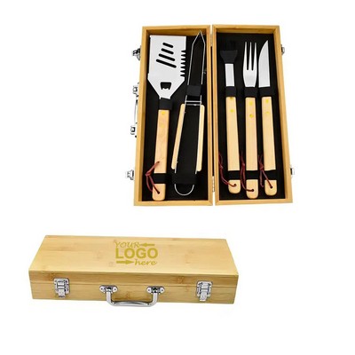 5-in-1 Bamboo Grilling Tool Set Case