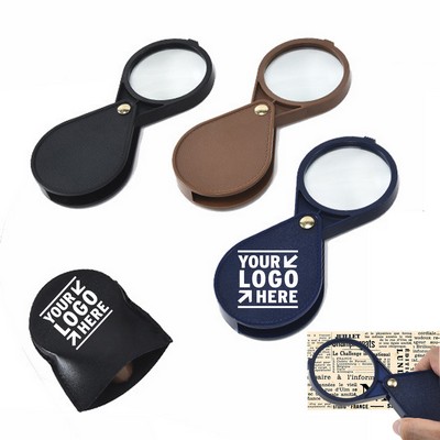 Rotating Pocket 10X Magnifier with Leather Bag