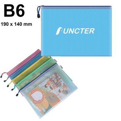 B6 Size Mesh Zipper Pouch Document Holder Bag File Document Pouch For School Office