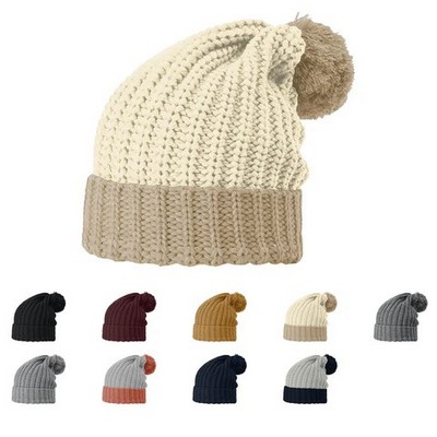 Richardson® Chunky Cable Knit Beanie w/Pom