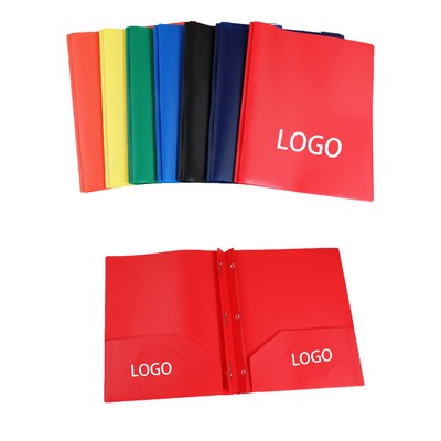 Basics Plastic 3 Hole Punch Folders With 2 Pockets