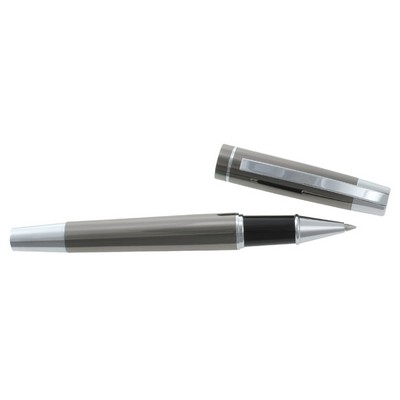 Gunmetal Finish Roller Ball Pen w/Silver Accents