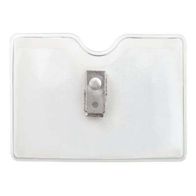 3.81" W x 2.75" H - Horizontal Clear Vinyl Badge Holder (Blank)