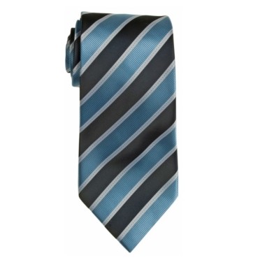 Stock Blue/ Black Striped Polyester Tie