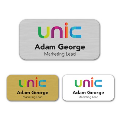 1.5" x 3" Aluminum Name Badge w/Full Color Imprint & Personalization