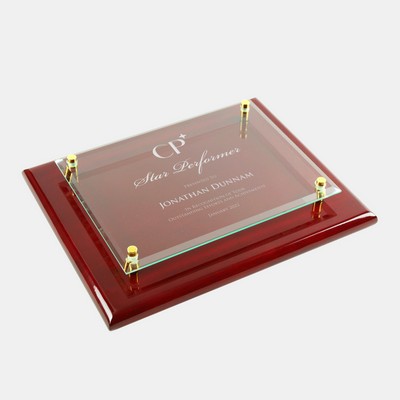 Rosewood Piano Finish Clear Glass Wall Plaque (Large)