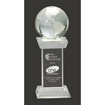 World Stage Crystal Globe Tower Award - 8'' H