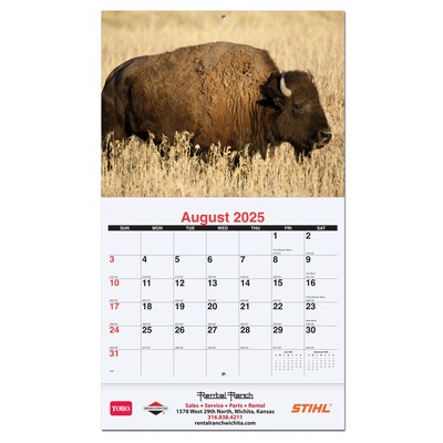 American Wildlife Monthly Wall Calendar w/Staples (10 5/8"x18¼")