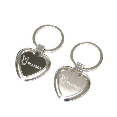 Shiny Chrome Finished Heart Shape Metal Key Holder w/Split Key Ring