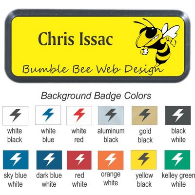 Round Corner Name Badge w/Black Frame (3"x1")