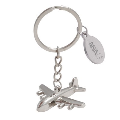 Shiny Metal Finish Metal Airplane Key Tag