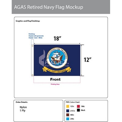 Navy Retired Flags 12x18 inch