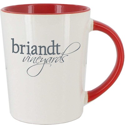 12 Oz. White Sorrento Coffee Mug w/Red Interior & Handle