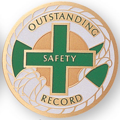 2" Outstanding Safety Record Etched Enameled Medallion Insert Disc