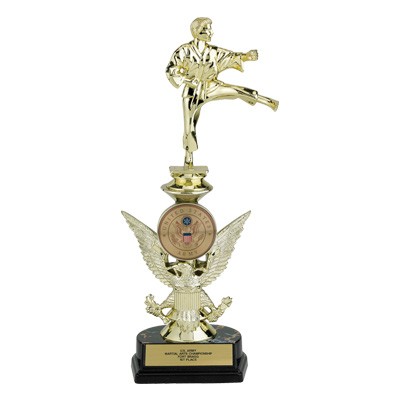 12½" Eagle Sports Trophy Holds Figure & 2" Medallion Insert