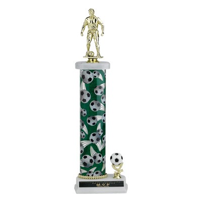 17" Single Column Soccer Trophy w/Soccer Ball & Figure