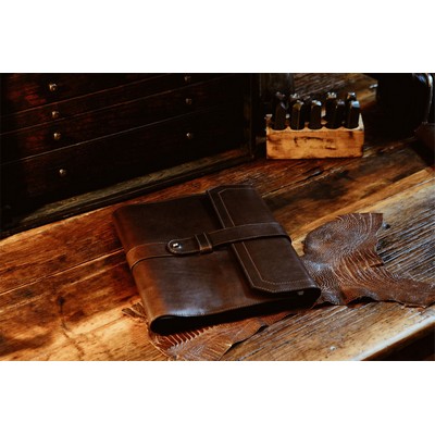 Vachetta Large Leather Padfolio - Walnut - Borlino