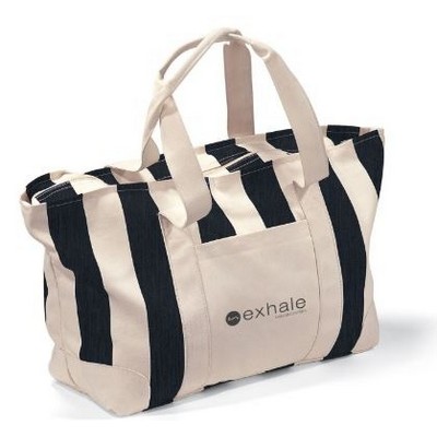 Large Faded Striped Canvas Tote Bag