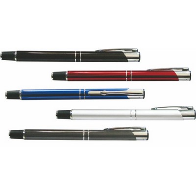 Metal Fancy Line Pen w/ Silver Accent Roller Ball - Screened