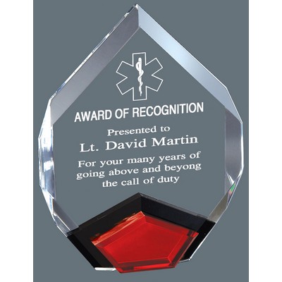 Bright Jewels Clear with Red Mirror Acrylic Award - 8'' H