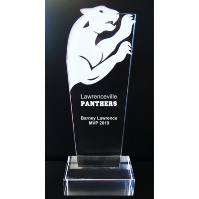 EXCLUSIVE! Acrylic and Crystal Engraved Award - 9-1/2" Tall - Panther, Puma, or Big Cat