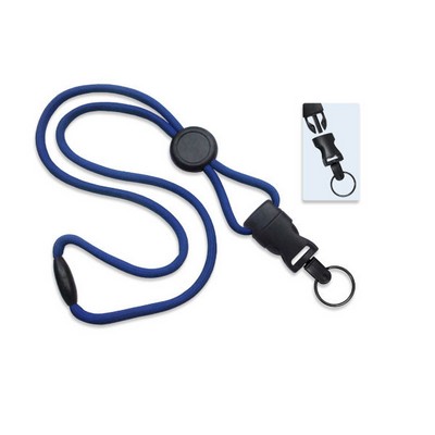 1/4" Blank Detachable Lanyard w/Round Slide &amp; Split Ring (Royal Blue)