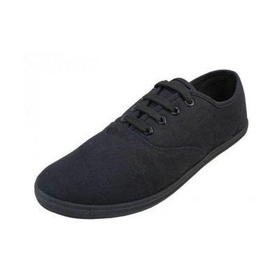 Men's Canvas Shoes - Black, Sizes 7-13 (Case of 24)