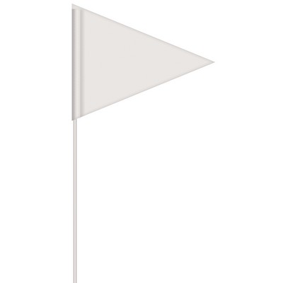 Solid Color White Pennant Field Flag w/White Staff