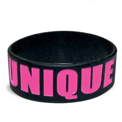 1" Debossed Color Filled Silicone Wristband