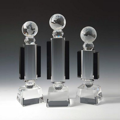 World Globe Optical Crystal Award/Trophy 10.5"H