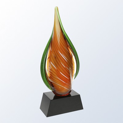 Orange Creamsicle Art Glass Award, 12"H