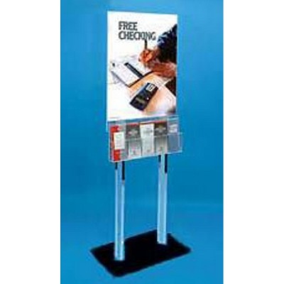 Acrylic Floor Standing Poster Holder w/5 Pocket Brochure Rack