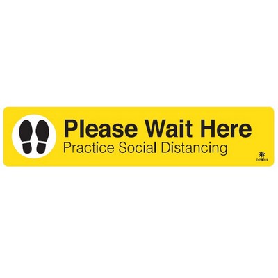 Please Wait Here 6" x 27" COVID-19 Floor Decal Graphic