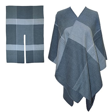 Light Grey and Dark Gray Plaid Blanket Wrap