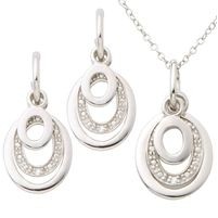 Jilco Inc. Circle Diamond Earring & Necklace Set